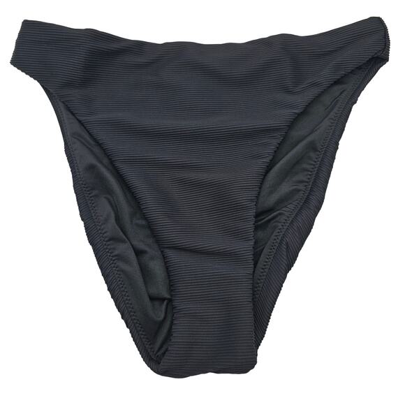 J. Crew Womans size XS Ribbed High Rise Cheeky Bikini Swimsuit Bottom Black NEW - Picture 1 of 8